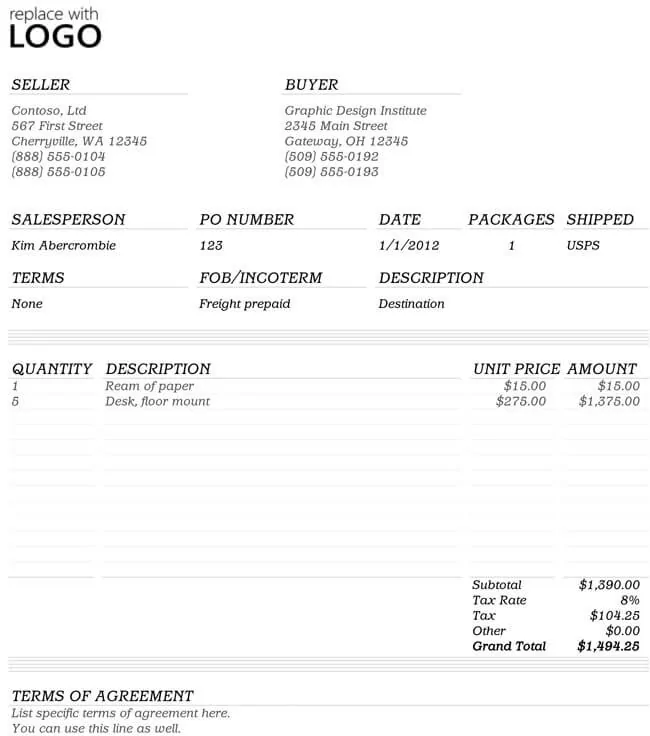 Free Invoice Template for Excel 04
