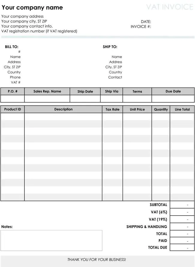 Free Invoice Template for Excel 10