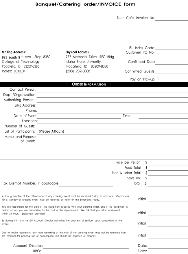 Catering Invoice Template 03