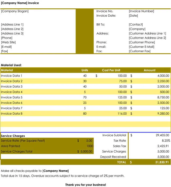 Free Invoice Template for Excel 08