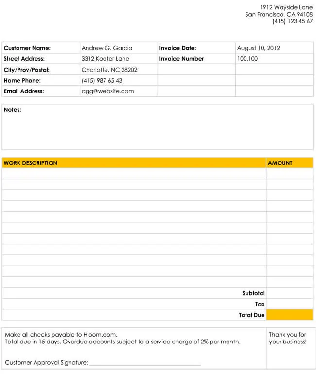 Free Invoice Template for Word 11