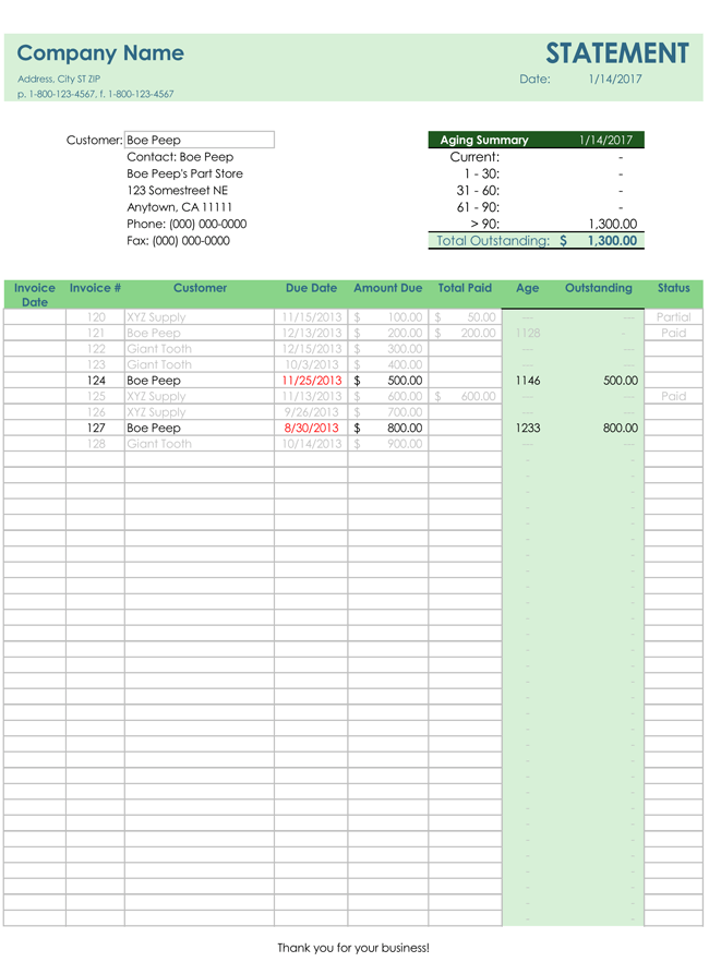 Invoice Tracker Template for Excel 01
