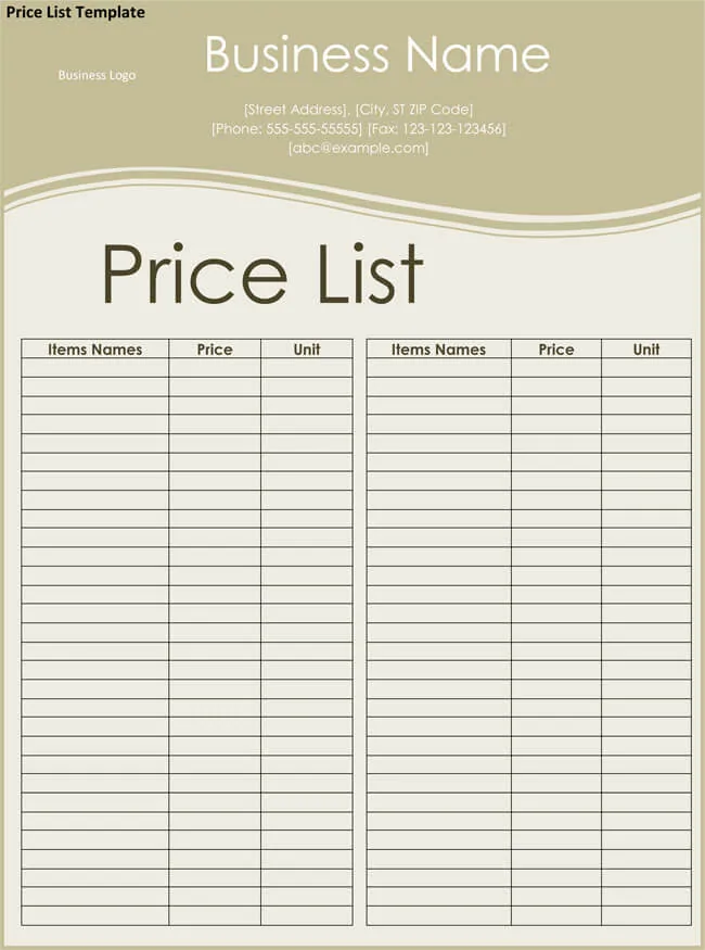 List Template Free from www.doctemplates.net