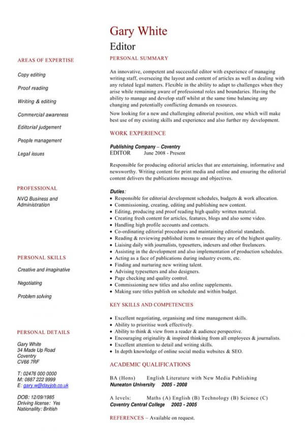 resume examples for editor and content creator  4