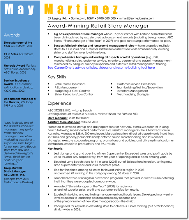 retail manager resume examples 2021