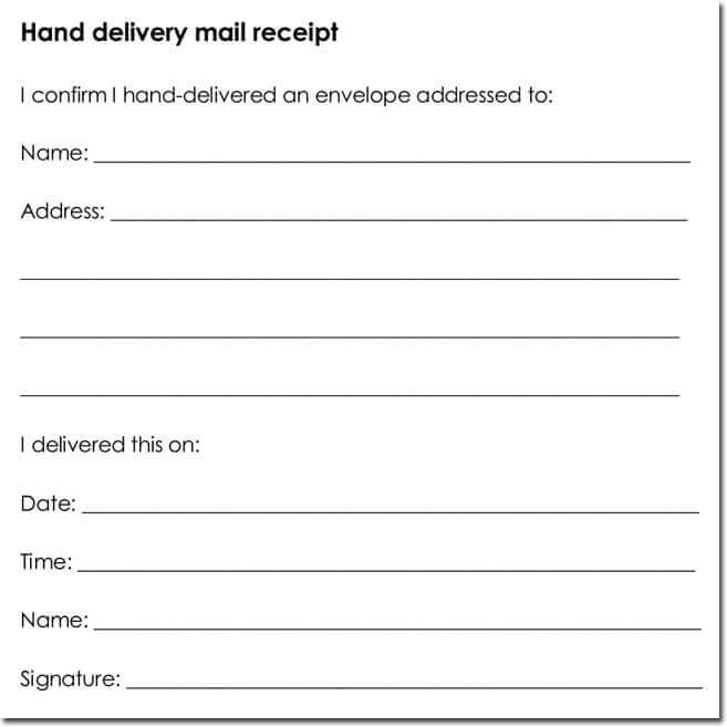 Hand Mail Delivery Receipt