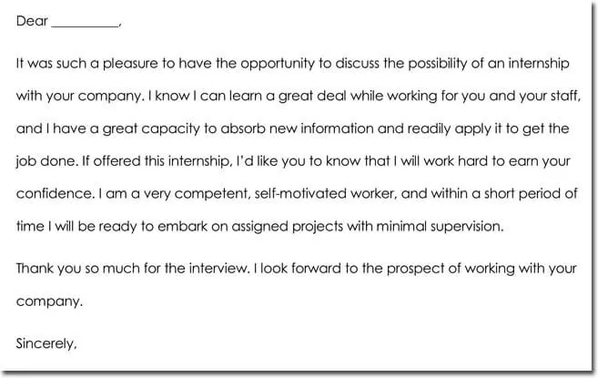 Sample Thank You Letter After Internship Interview from www.doctemplates.net