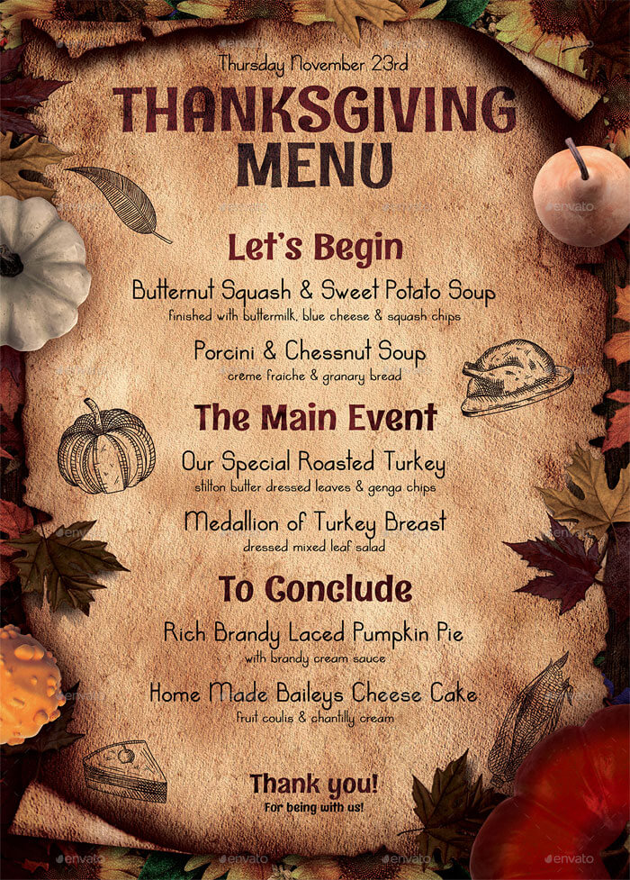 8 Best Selling Thanksgiving Restaurant Menu Templates