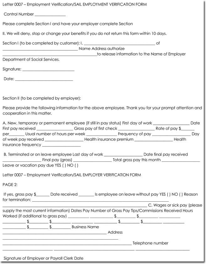 Sample Employment Verification Request Letters & Replies