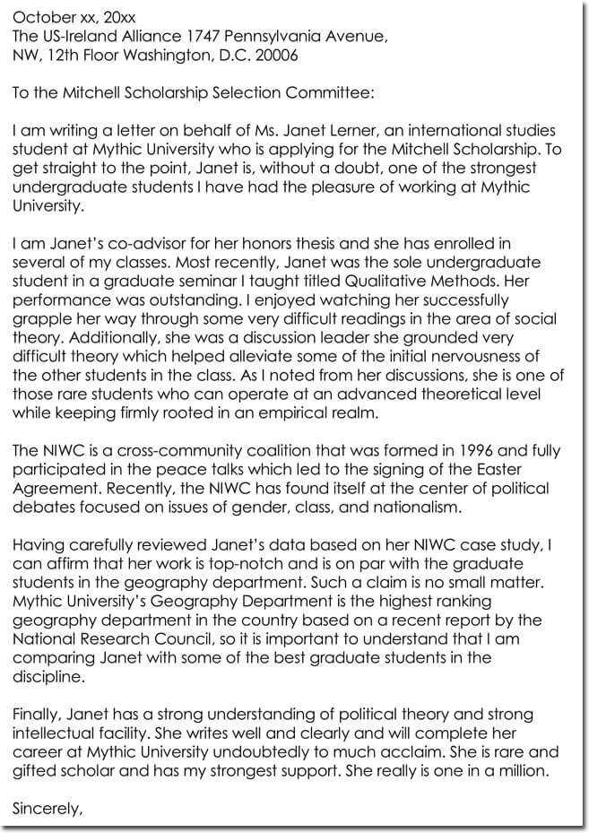 Sample Letter Of Recommendation For College Student from www.doctemplates.net