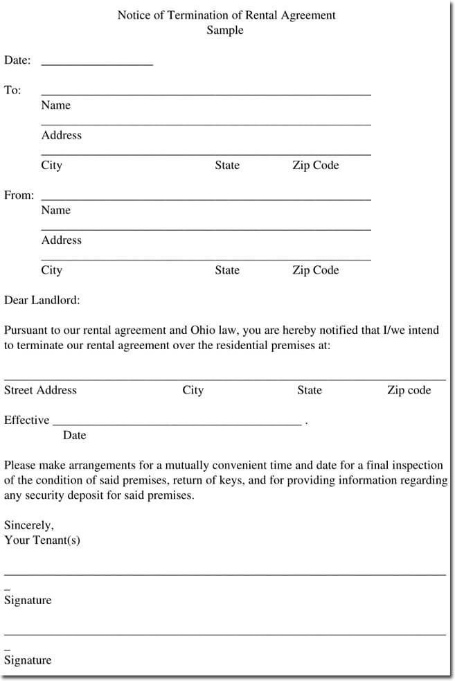 Notice Of Termination Of Contract Sample Letter