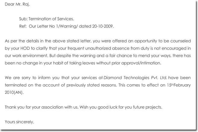 Termination Letter For Cause from www.doctemplates.net