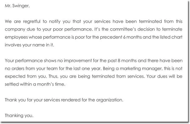 Unsatisfactory Work Performance Letter from www.doctemplates.net