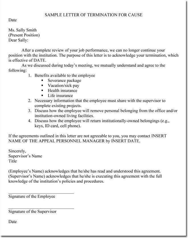 Job Termination Letter Samples from www.doctemplates.net
