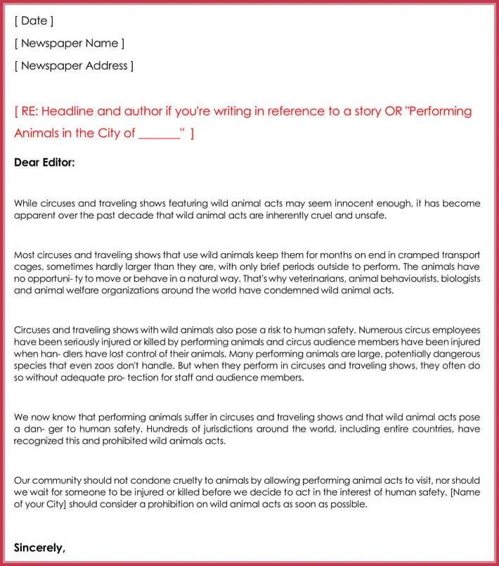 Letter From The Editor Example Format Of Letter To Editor