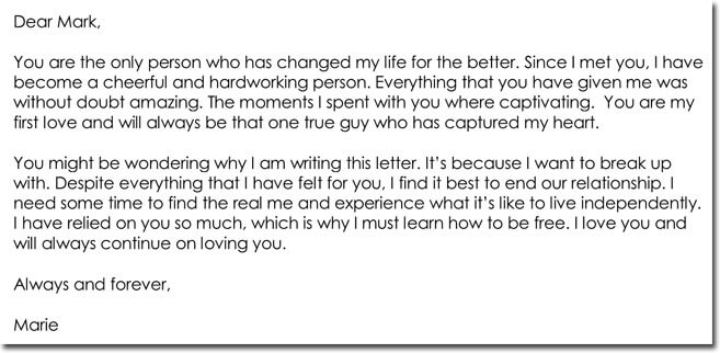 Say what letter to breakup in a Letter to
