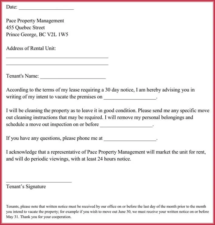 Letter Of Intention To Vacate Rental Property from www.doctemplates.net