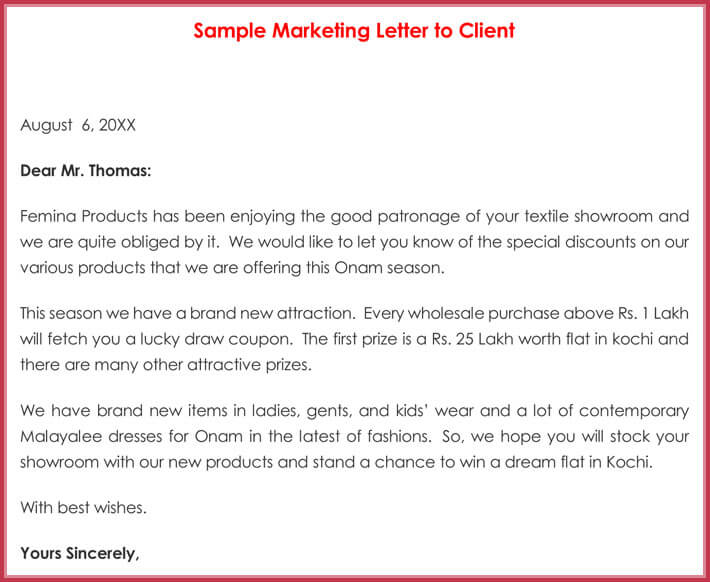 Sample Marketing Letters 20 Formats For Sales New Business