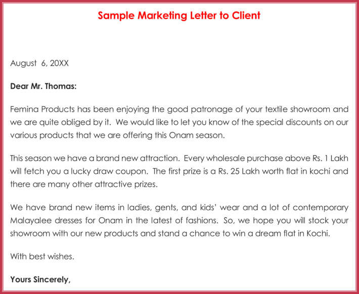 Sample Marketing Letters - 20+ Formats for Sales & New 