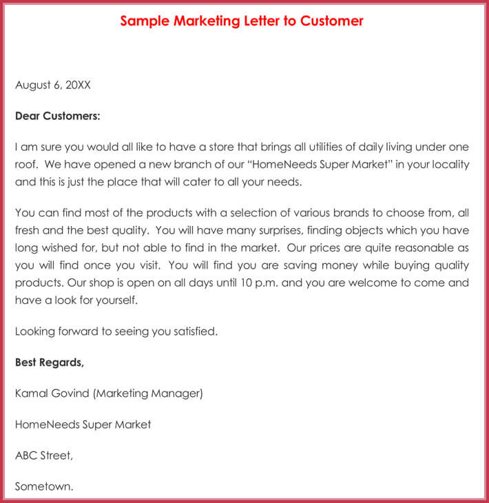 Sample Marketing Letters - 20+ Formats for Sales & New ...