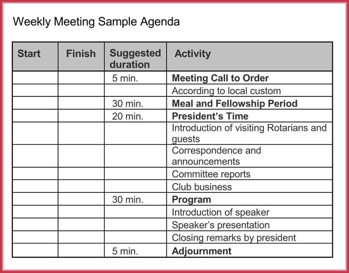 Weekly Meeting Agenda Template