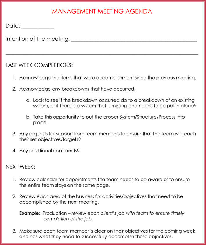 Weekly Meeting Agenda Template 9+ Samples, Formats in Word, PDF