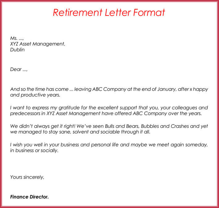 how to write a letter of retirement