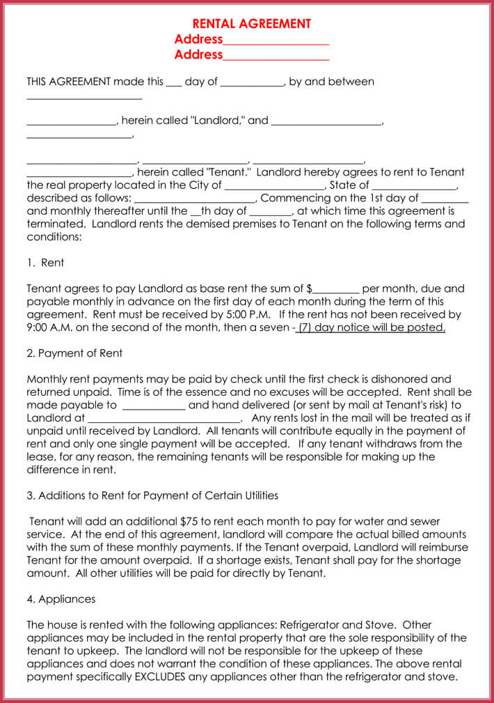 Apartment Rental Agreement – 10+ Sample, Forms, Free Download