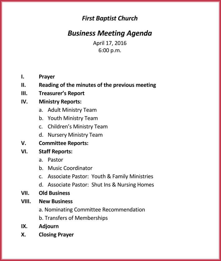 Business Agenda Sample