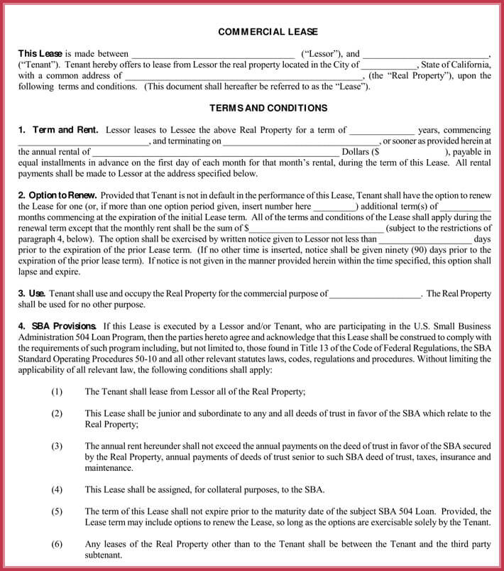 blank rental lease