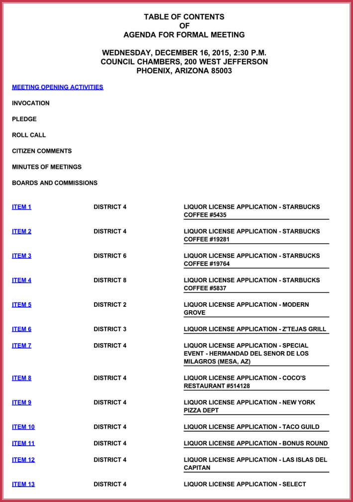 Editable Agenda Template