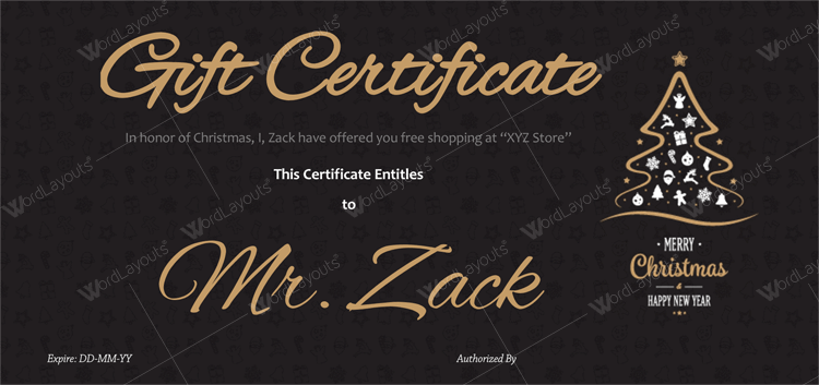 Free gift certificate template for Christmas