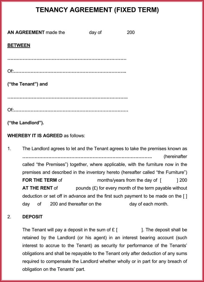 Short Assured Tenancy Agreement Template