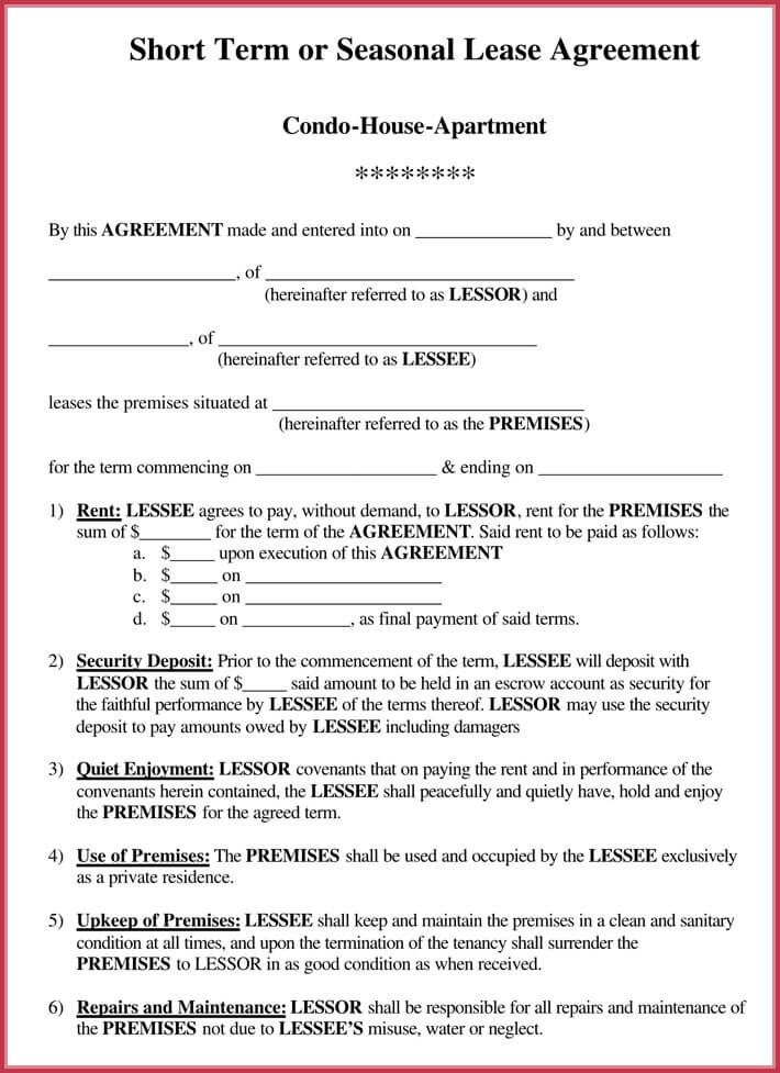 Termination of commercial lease agreement