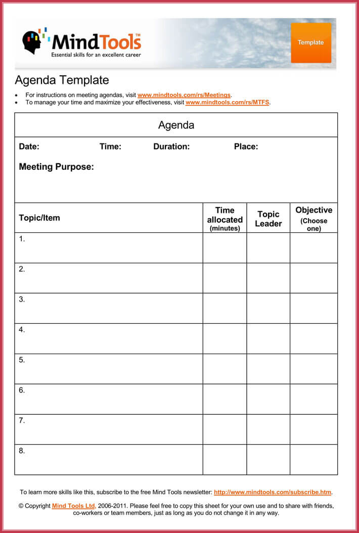 Simple Meeting Agenda Template Word