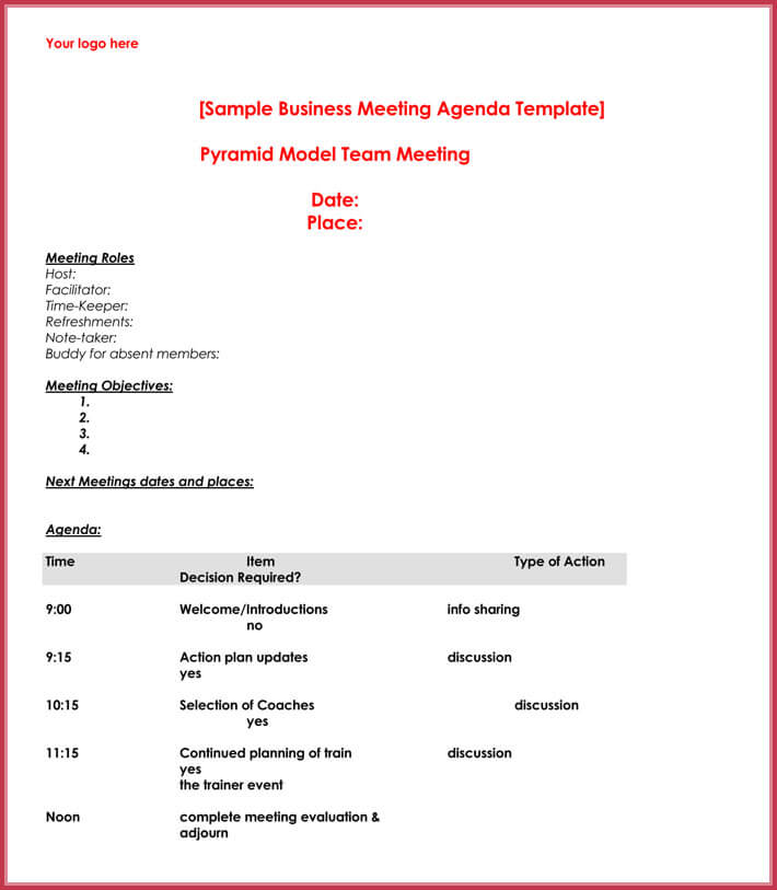 Meeting Simple Agenda Template