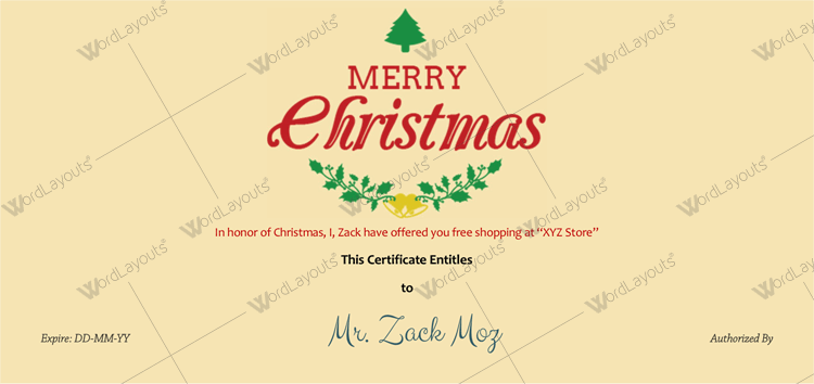 Christmas Gift Certificate Free