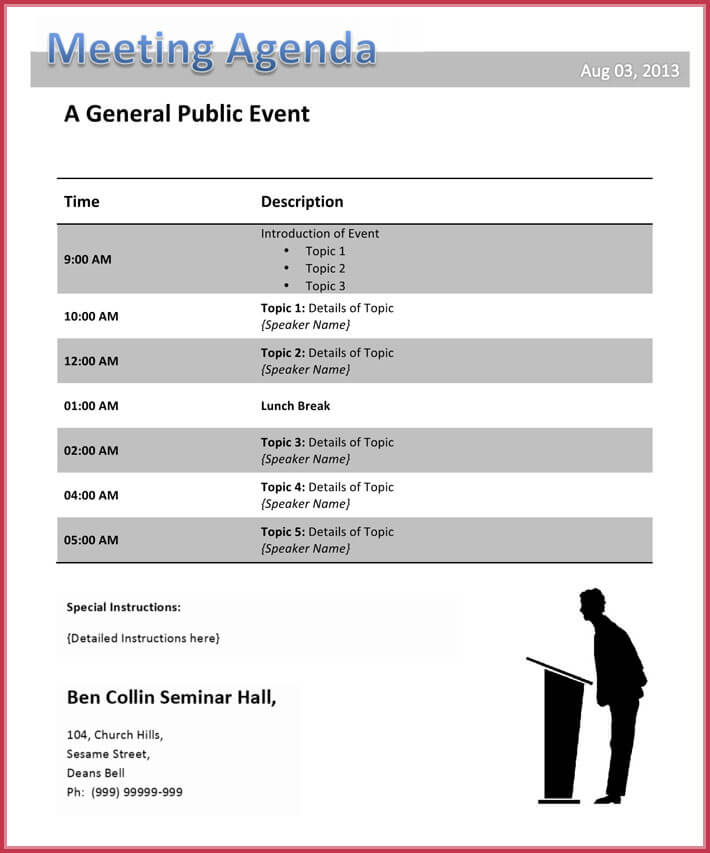 Conference Agenda Template 8 Best Samples Formats In Pdf Riset