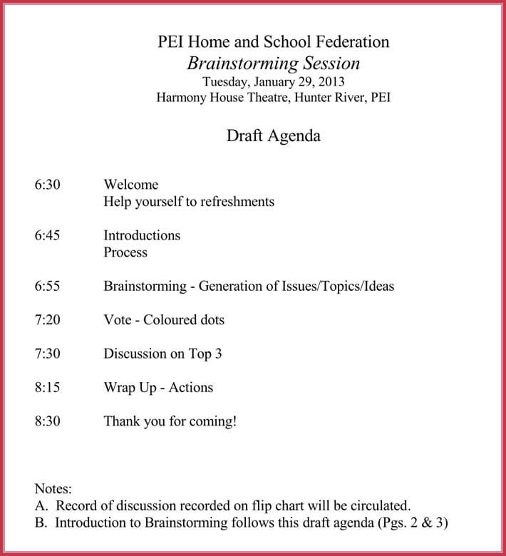 staff meeting agenda template