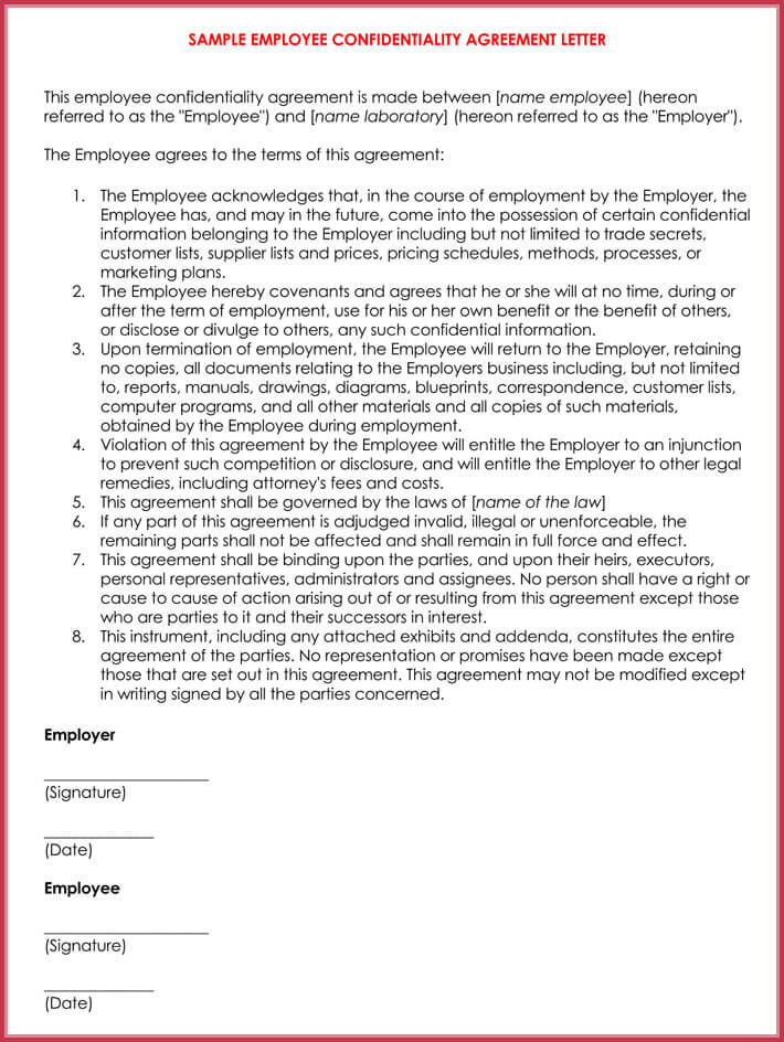 10 Free Employee Confidentiality Agreement Templates PDF