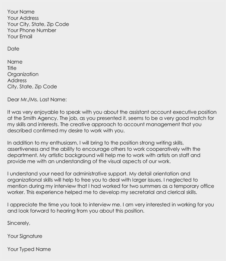 Followup Letter To Job Interview from www.doctemplates.net