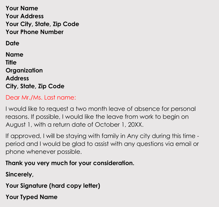 Requesting Time Off Letter from www.doctemplates.net