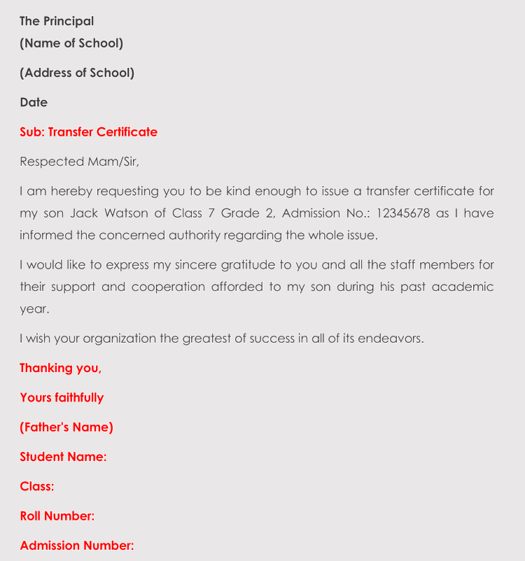 Writing A Transfer Request Letter With Samples Templates