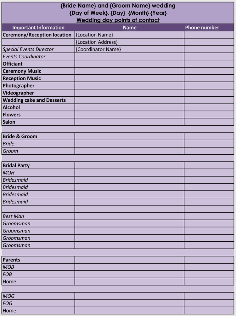 Wedding Itinerary Template For Guests from www.doctemplates.net