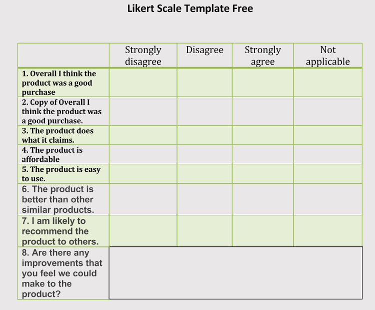 Create Likert Scale Sheets – 15 Free Templates for Excel