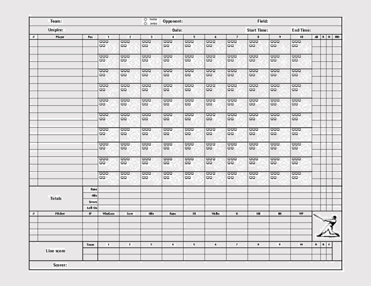 12 Free Printable Baseball Scoresheets Scorecards