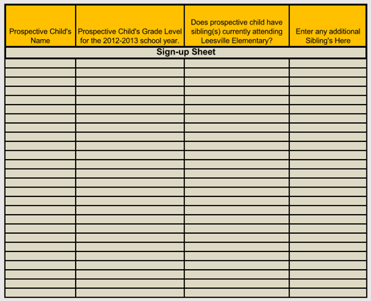 Sign-in Sheet Templates for Excel 03