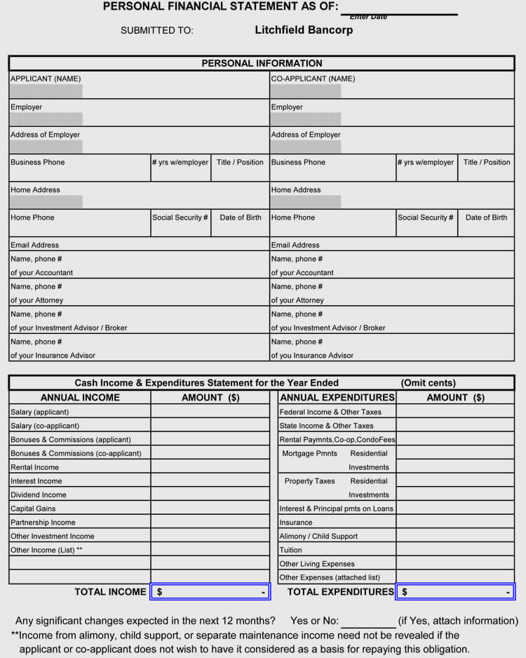 Perosnal Income Statement Template 03