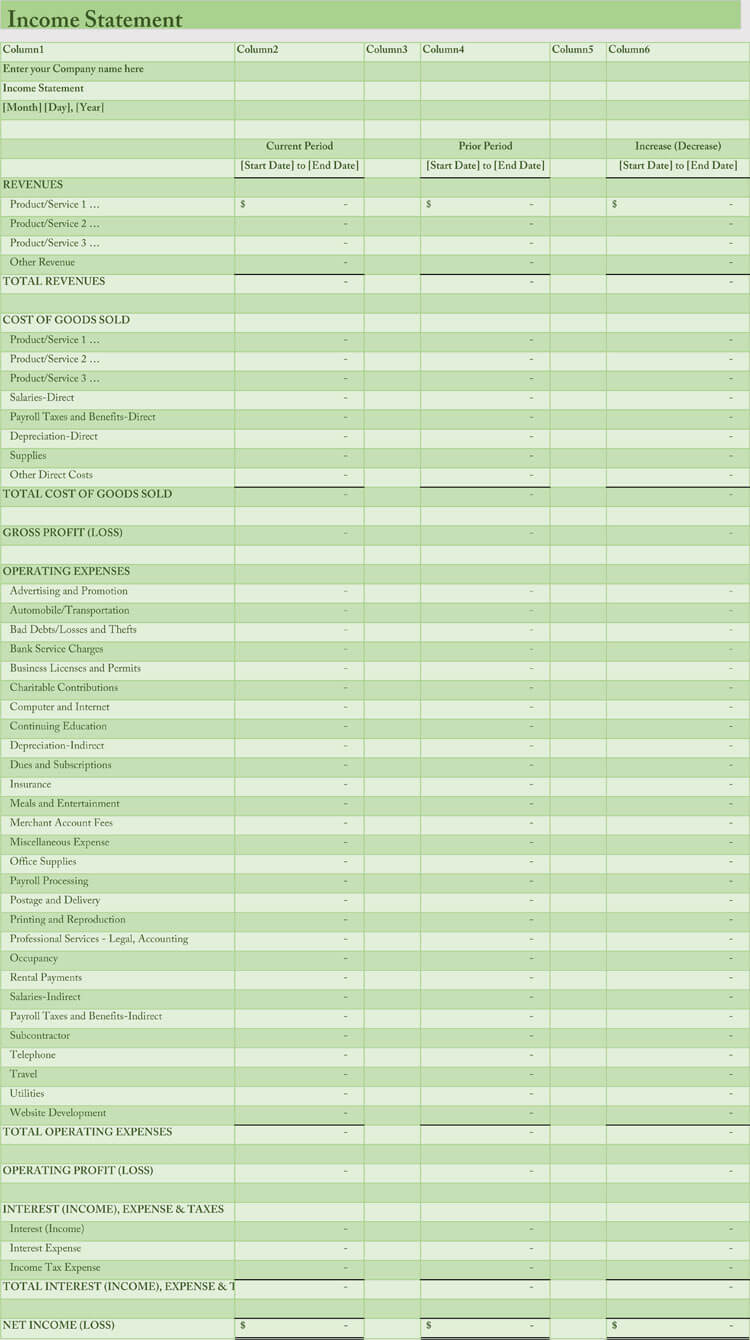 30 Free Financial Statement Templates for Small Businesses