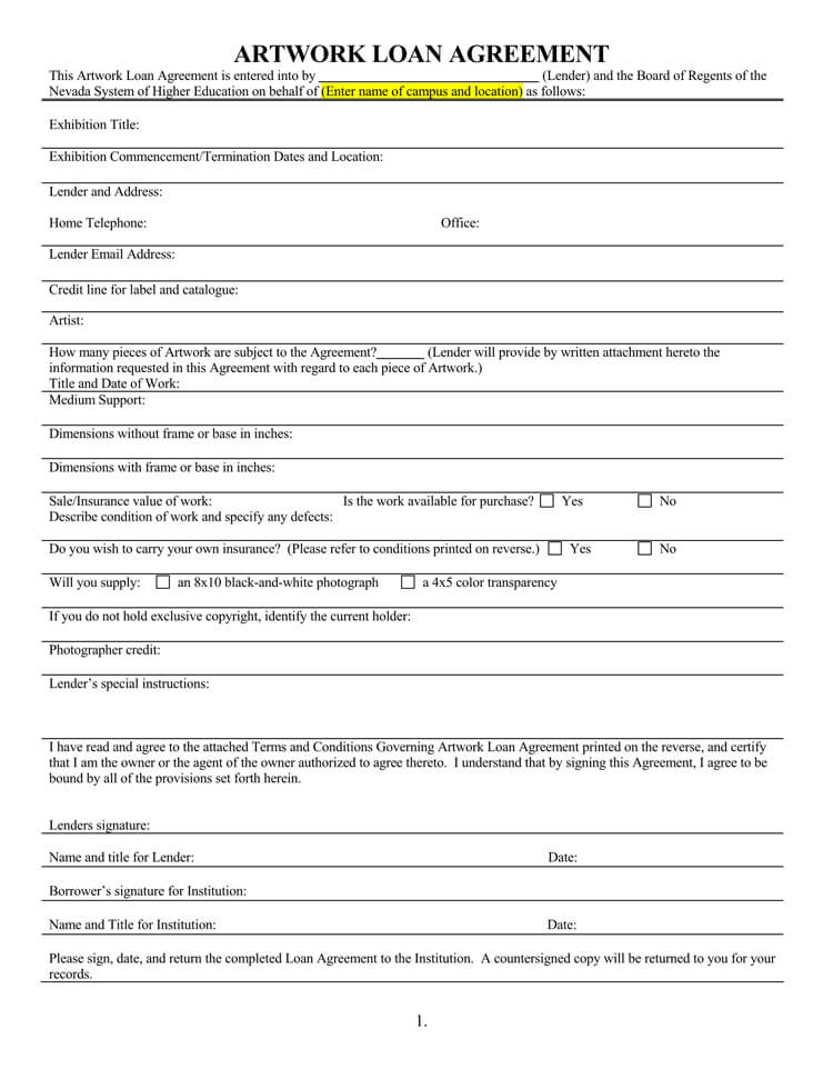 Loan Agreement Template (for Student)